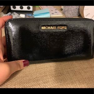 Bright black long MK wallet